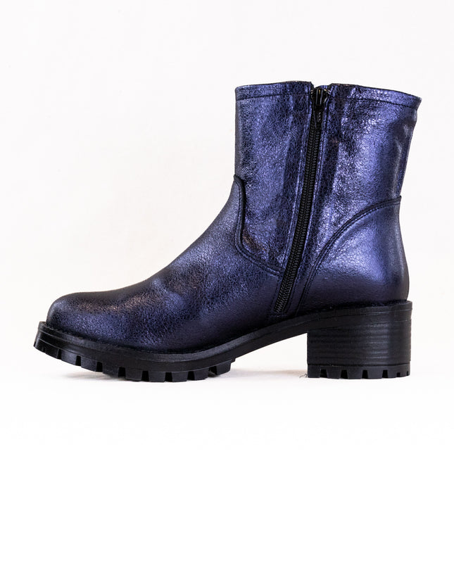 Eric Leah (Women's) - Blue Metallic Leather with Fur