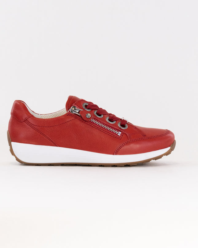 Ara Ollie Side Zip Lace Sneaker (Women's) - Red Leather