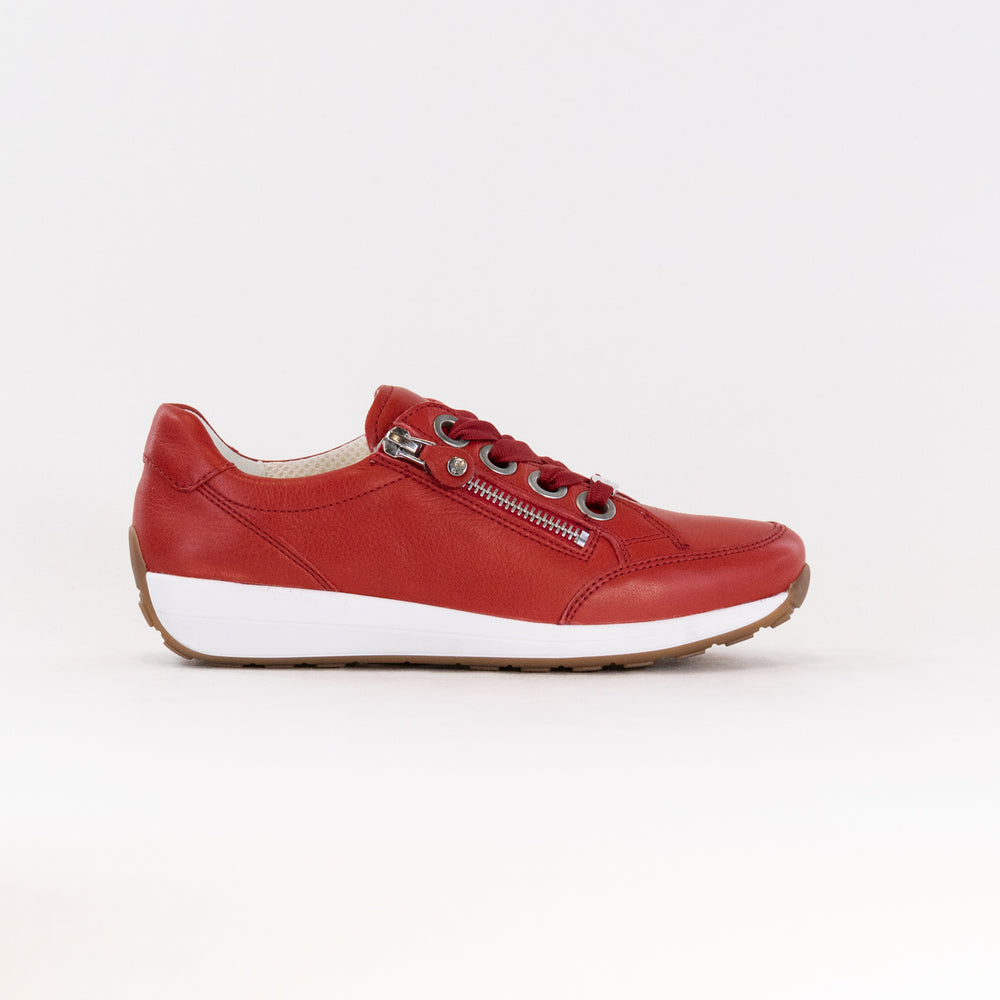 Ara Ollie Side Zip Lace Sneaker (Women's) - Red Leather
