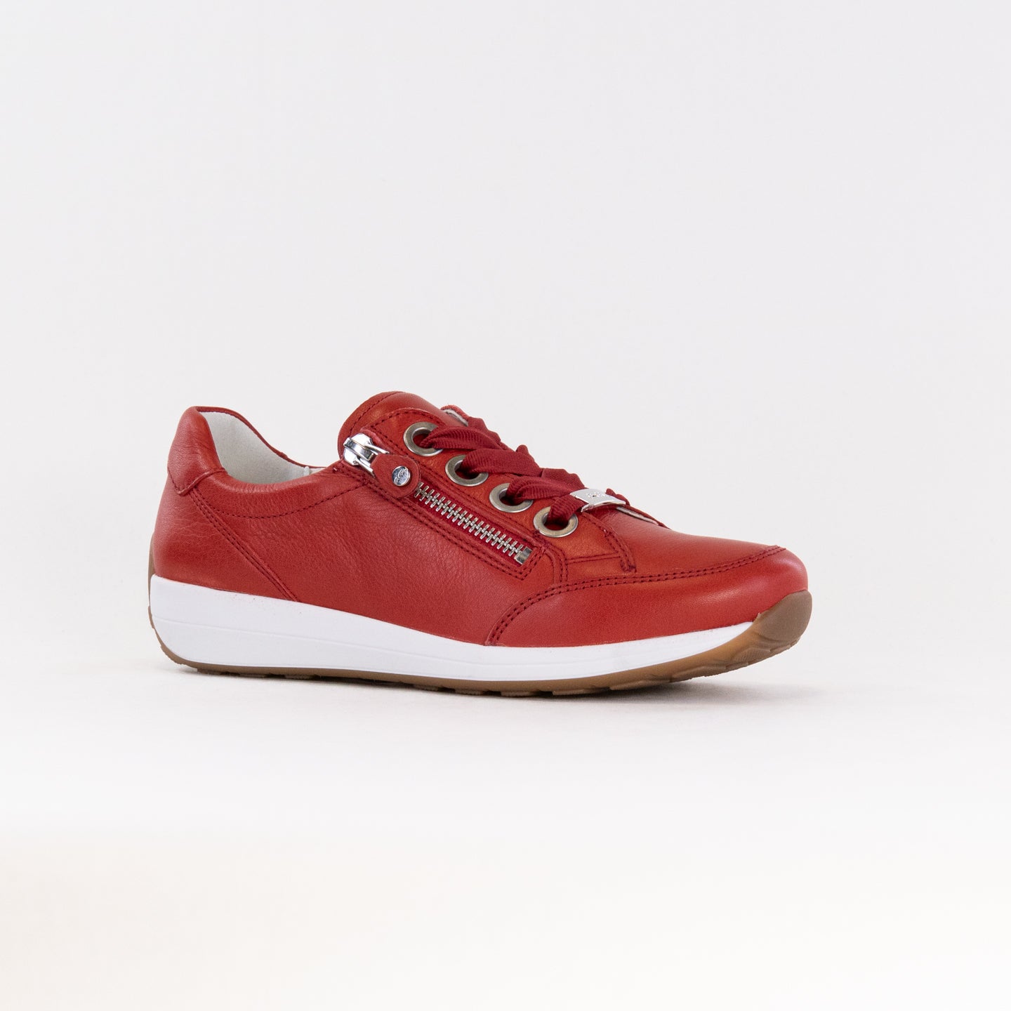 Ara Ollie Side Zip Lace Sneaker Women s Red Leather Chiappetta Shoes