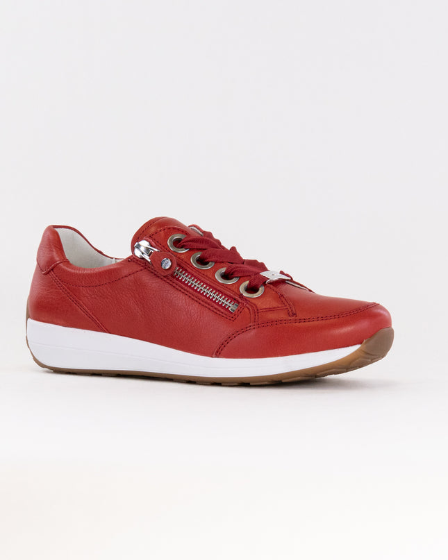Ara Ollie Side Zip Lace Sneaker (Women's) - Red Leather