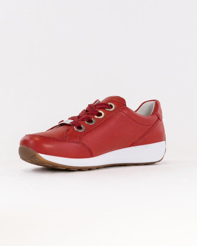Ara Ollie Side Zip Lace Sneaker (Women's) - Red Leather