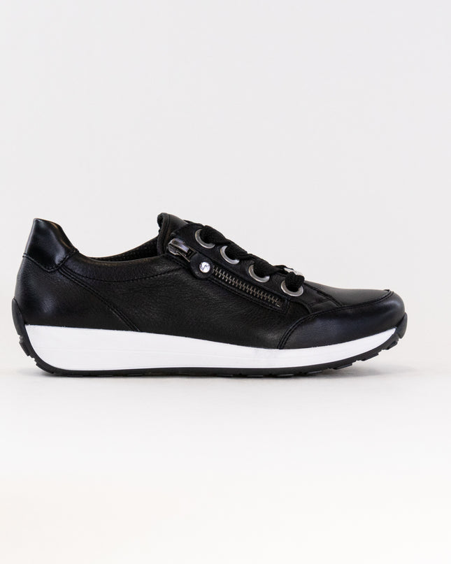 Ara Ollie Side Zip Lace Sneaker (Women's) - Black Leather