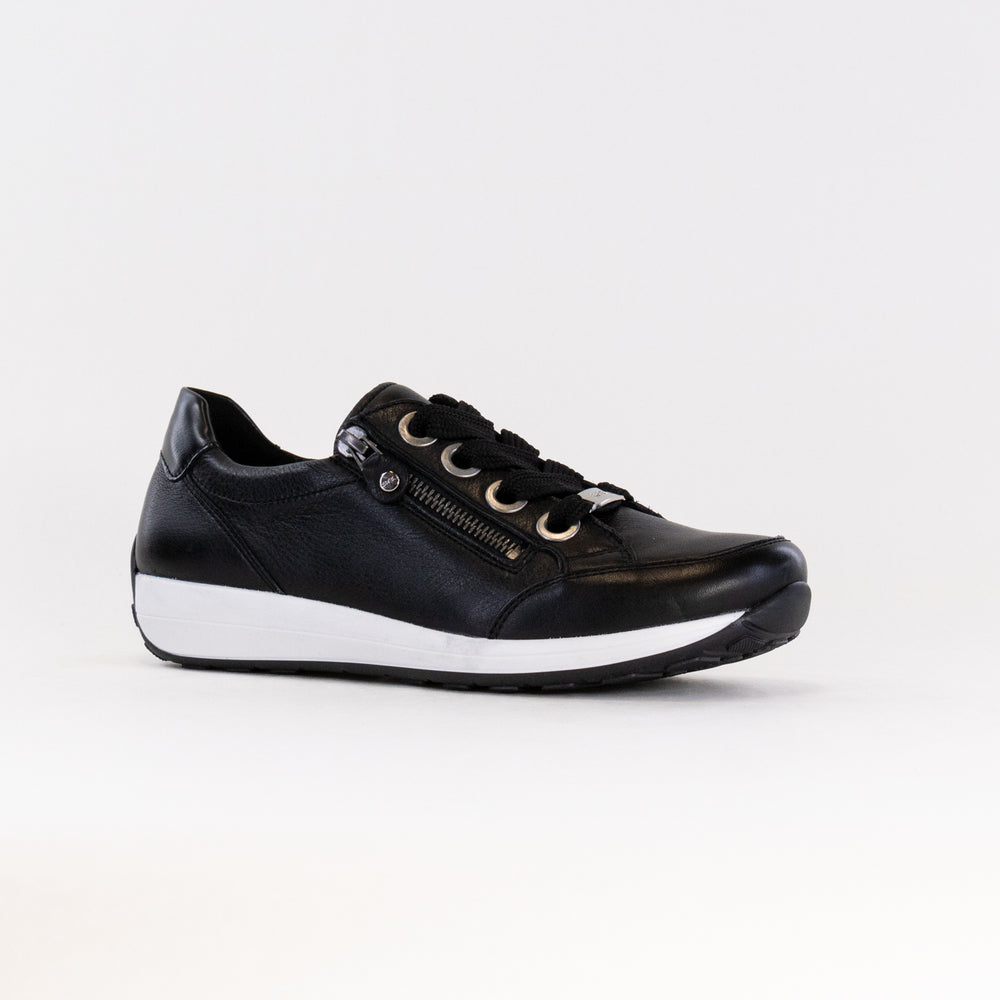 Ara Ollie Side Zip Lace Sneaker (Women's) - Black Leather