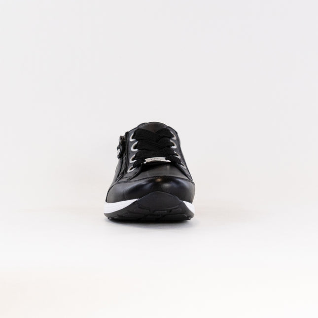 Ara Ollie Side Zip Lace Sneaker (Women's) - Black Leather