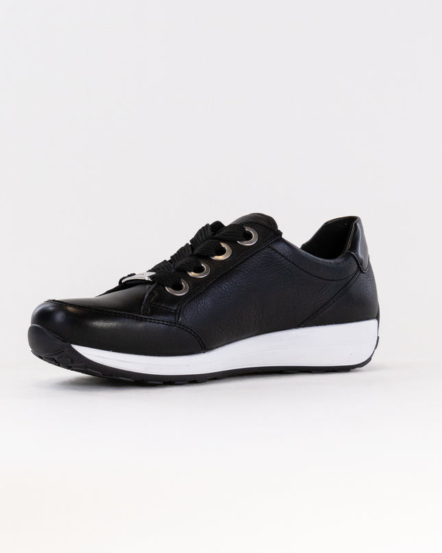 Ara Ollie Side Zip Lace Sneaker (Women's) - Black Leather