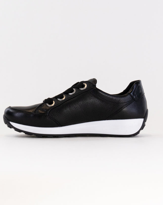 Ara Ollie Side Zip Lace Sneaker (Women's) - Black Leather