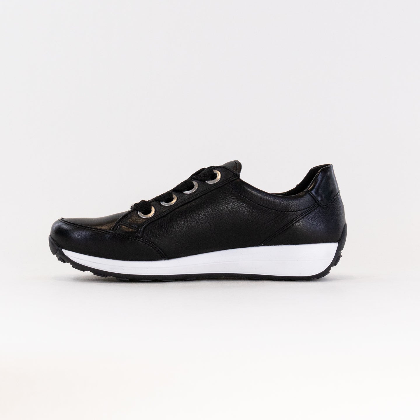 Ara Ollie Side Zip Lace Sneaker (Women's) - Black Leather