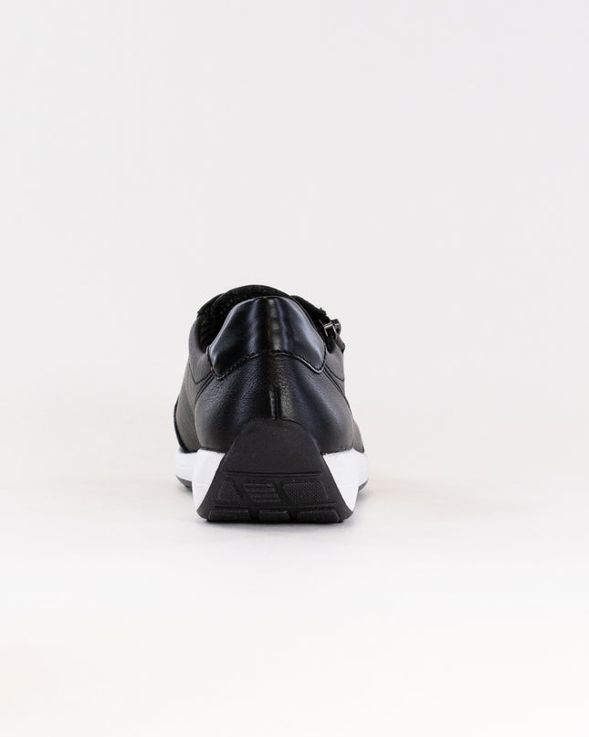 Ara Ollie Side Zip Lace Sneaker (Women's) - Black Leather