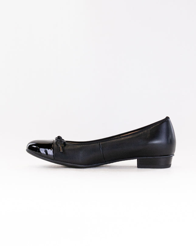 Ara Belinda Bow Ballet Flat (Women's) - Black Leather