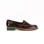 6 / NARROW / BROWN PATENT CROC