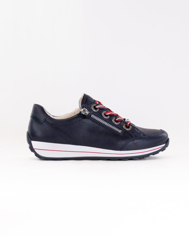 Ara Ollie Side Zip Lace Sneaker (Women's) - Navy Leather
