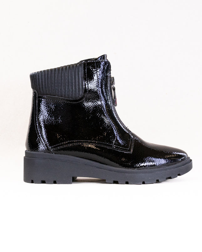 Clarks Calla Zip (Women's) - Black Crinkle Patent