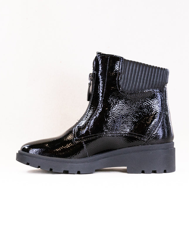 Clarks Calla Zip (Women's) - Black Crinkle Patent