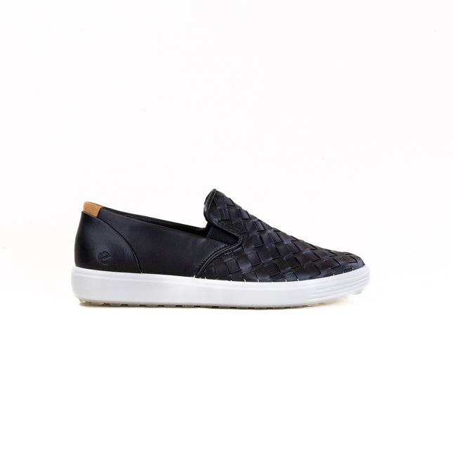 Ecco Soft 7 Woven Leather Slip-On (Women's) - Black
