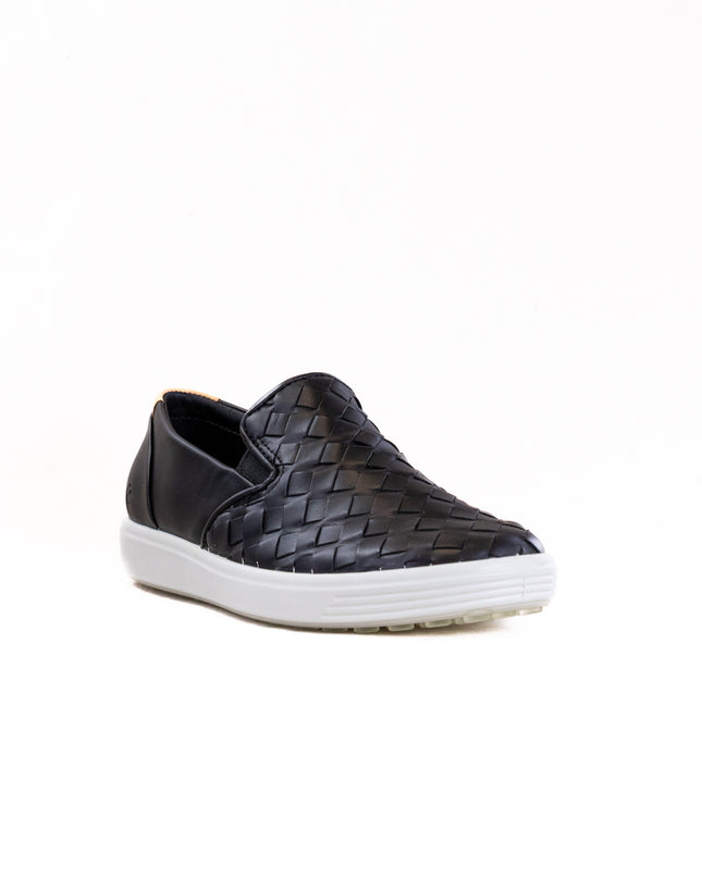 Ecco Soft 7 Woven Leather Slip-On (Women's) - Black