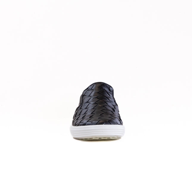 Ecco Soft 7 Woven Leather Slip-On (Women's) - Black
