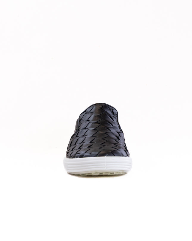 Ecco Soft 7 Woven Leather Slip-On (Women's) - Black
