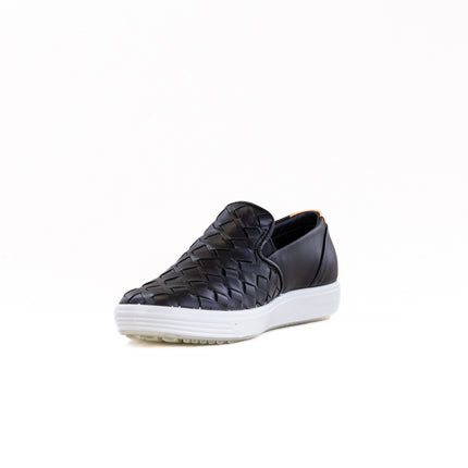 Ecco Soft 7 Woven Leather Slip-On (Women's) - Black