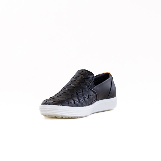 Ecco Soft 7 Woven Leather Slip-On (Women's) - Black