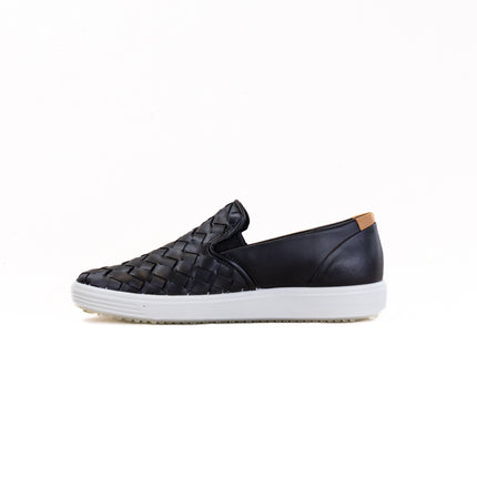 Ecco Soft 7 Woven Leather Slip-On (Women's) - Black