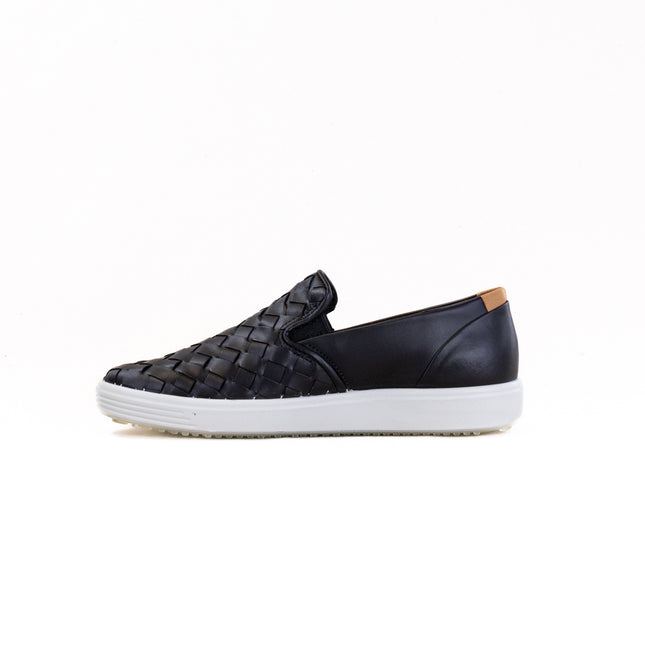 Ecco Soft 7 Woven Leather Slip-On (Women's) - Black
