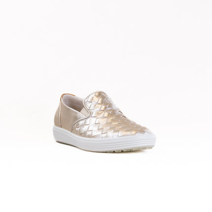 Ecco Soft 7 Woven Leather Slip-On (Women's) - Metallics