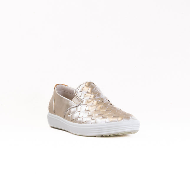Ecco Soft 7 Woven Leather Slip-On (Women's) - Metallics
