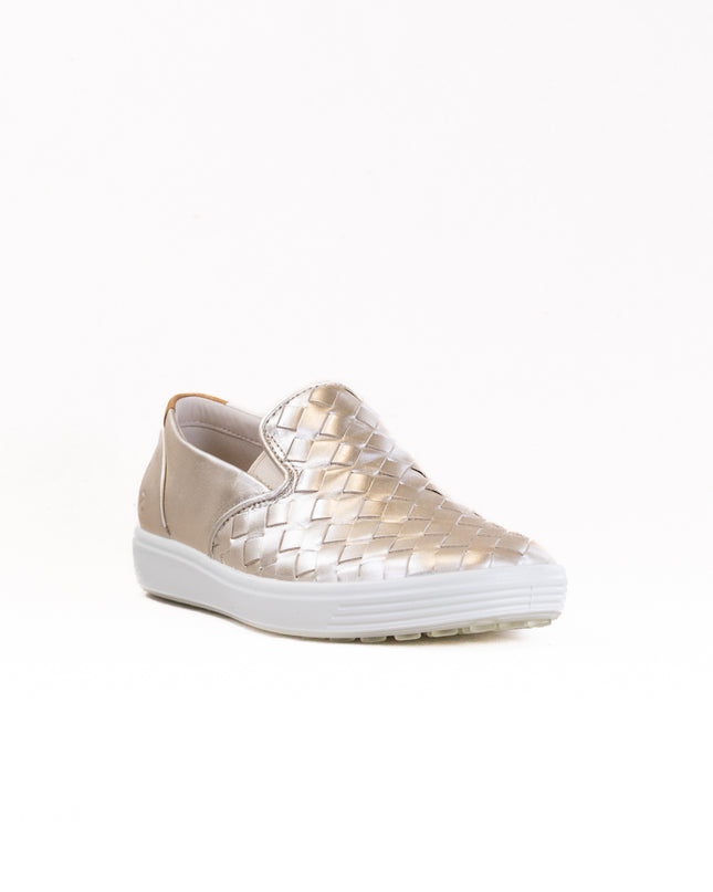 Ecco Soft 7 Woven Leather Slip-On (Women's) - Metallics