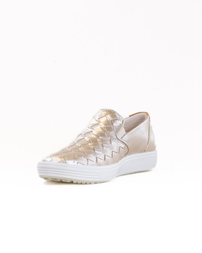 Ecco Soft 7 Woven Leather Slip-On (Women's) - Metallics