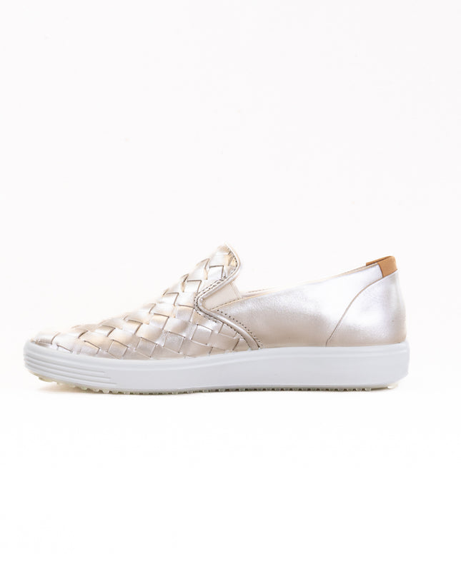 Ecco Soft 7 Woven Leather Slip-On (Women's) - Metallics