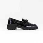 3.5 (US 6.0) / F.5 (Medium) / BLACK CROCO PATENT