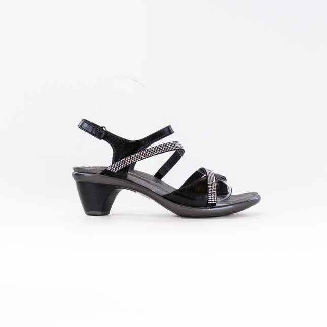 Naot Innovate (Women's) - Black Madras Lthr/Black w/ Clear Rhinestones
