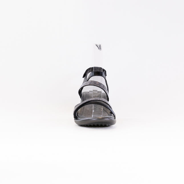 Naot Innovate (Women's) - Black Madras Lthr/Black w/ Clear Rhinestones
