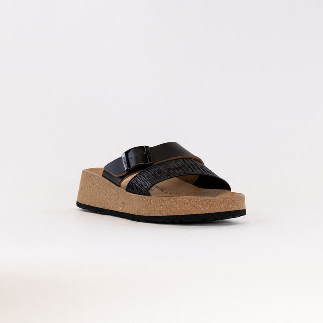 Birkenstock-Papillo Almina (Women's) - Black Raffia Leather