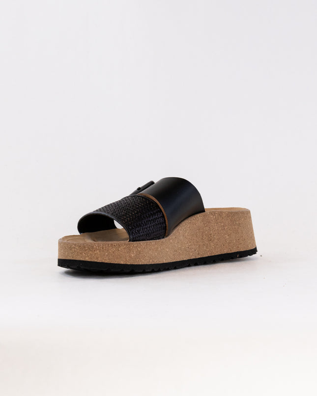 Birkenstock-Papillo Almina (Women's) - Black Raffia Leather
