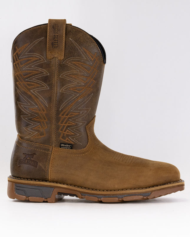 Irish Setter Marshall 11'' Waterproof Leather Safety Toe Pull-On (Men's) - Brown