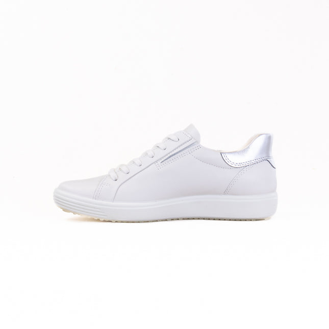 Ecco Soft 7 Easy Slip Sneaker (Women's) - White/Pure Silver