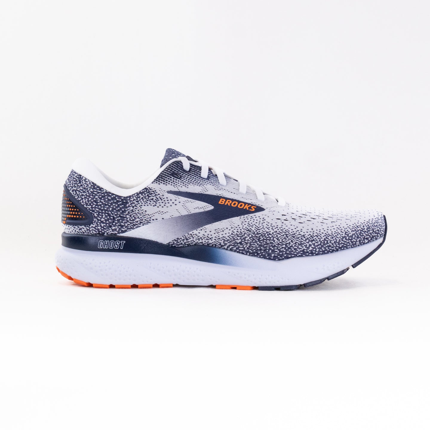 Brooks Ghost 16 (Men’s) - White/Peacoat/Orange