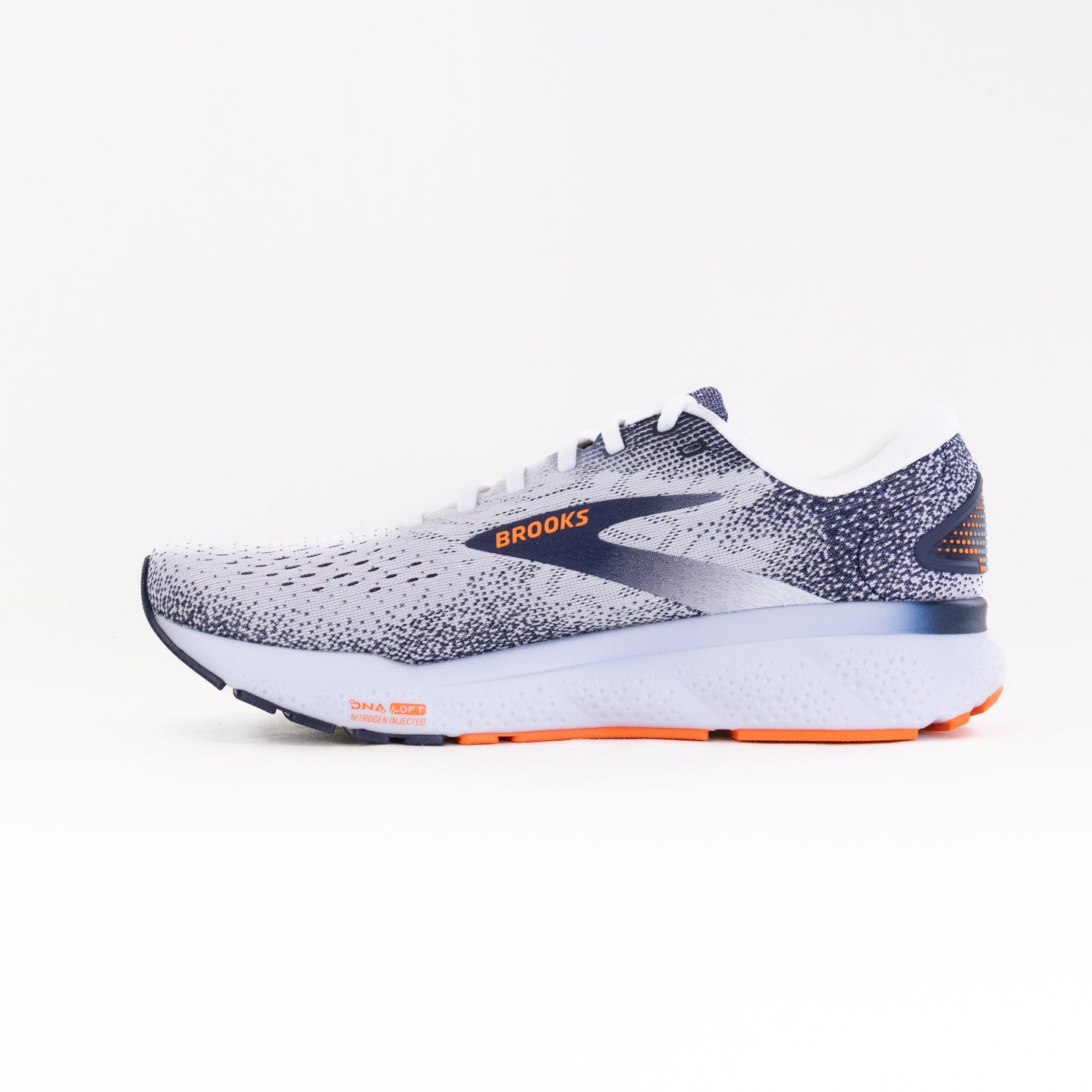 Brooks Ghost 16 (Men’s) - White/Peacoat/Orange