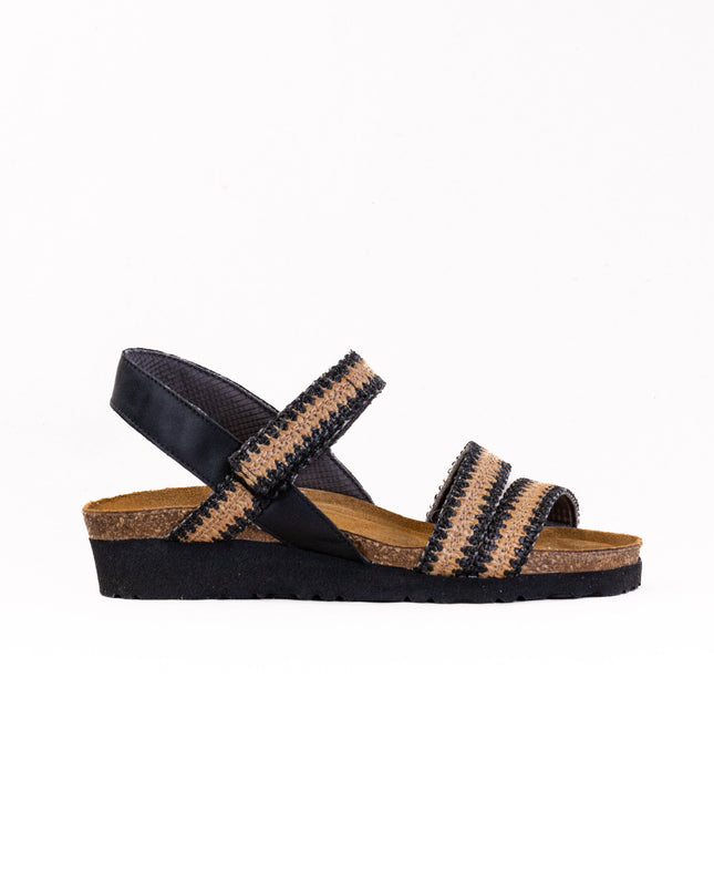 Naot Kayla (Women's) - Jet Black Leather/Raffia