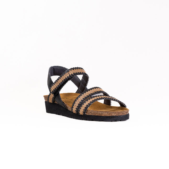 Naot Kayla (Women's) - Jet Black Leather/Raffia