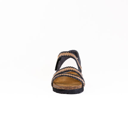 Naot Kayla (Women's) - Jet Black Leather/Raffia