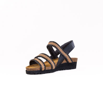 Naot Kayla (Women's) - Jet Black Leather/Raffia
