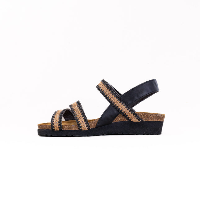 Naot Kayla (Women's) - Jet Black Leather/Raffia