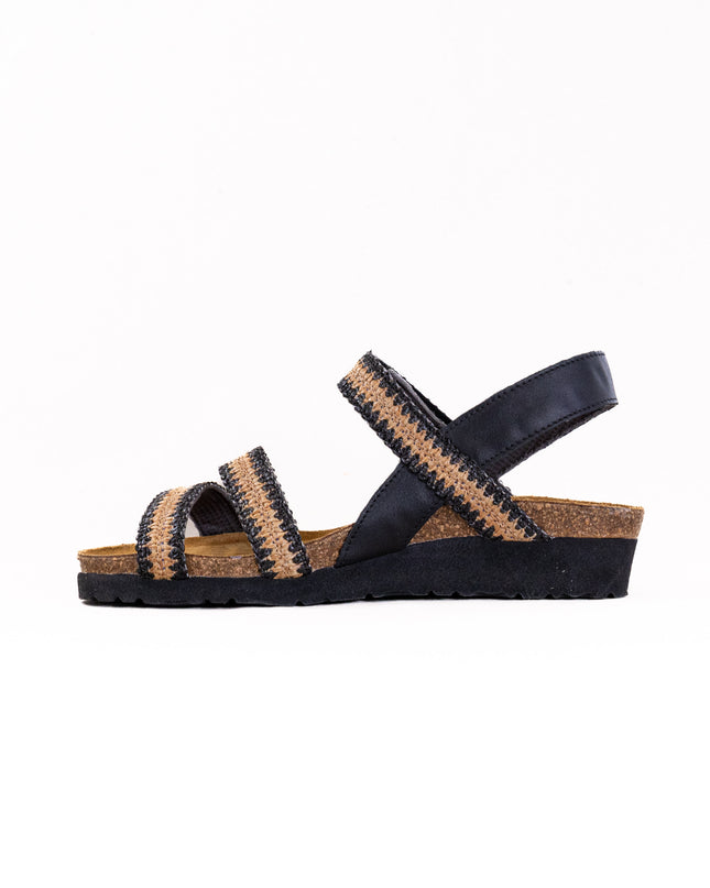 Naot Kayla (Women's) - Jet Black Leather/Raffia