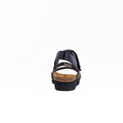Naot Kayla (Women's) - Jet Black Leather/Raffia
