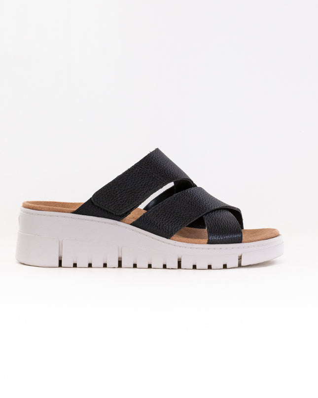 Vionic Uptown Sunset Wedge Sandal (Women's) - Black Leather