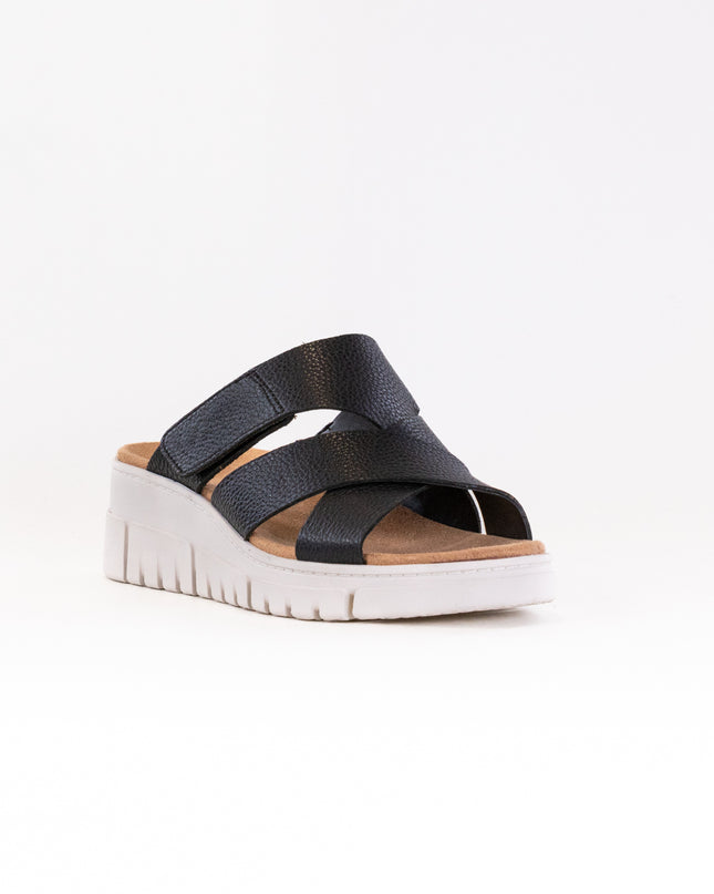 Vionic Uptown Sunset Wedge Sandal (Women's) - Black Leather