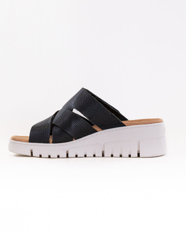 Vionic Uptown Sunset Wedge Sandal (Women's) - Black Leather